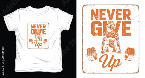 never give up graphic victor art t-shirt design print template