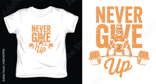 never give up graphic victor art t-shirt design print template