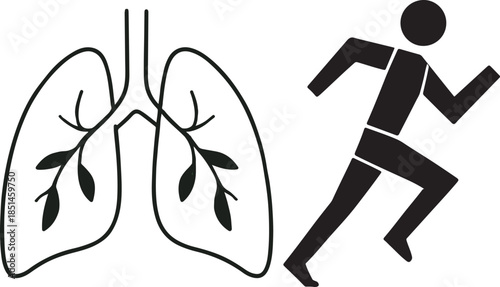 Human Lungs, Running Figure Sport and Healthy Lifestyle