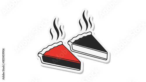 Two Slices of Hot Pie Icon: Red and Black