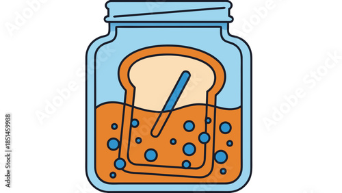 Toast & Jam in Jar Cartoon Illustration