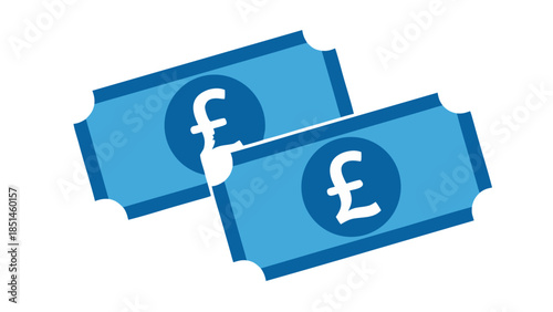 Two Blue Pound Sterling Banknotes Illustration