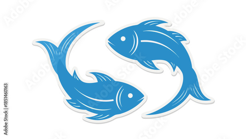 Two Blue Pisces Zodiac Symbols
