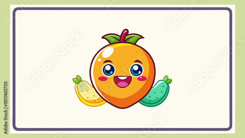 Adorable Kawaii Fruit Sticker Set with Sweet Smiling Faces