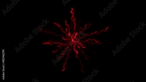 Red electric power explode from center overlay effect