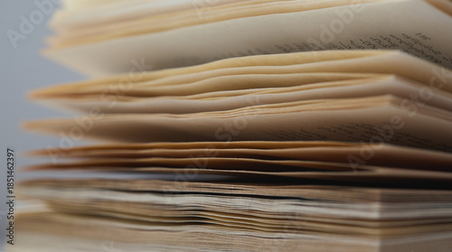 Obraz na płótnie Old pages stack on top of each other in simple arrangement