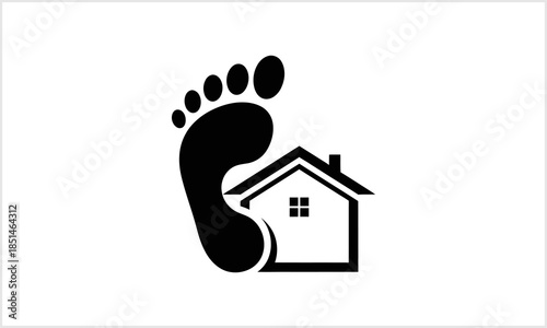 Footprint House Logo Icon - Real Estate Home Ownership Journey Symbol.