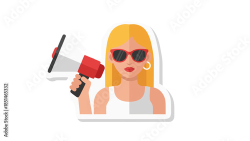 Woman Holding Megaphone Flat Illustration