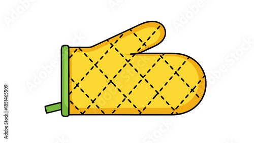 Yellow Quilted Oven Mitt Cartoon Icon