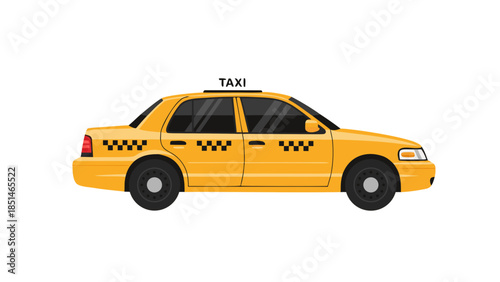 Yellow Taxi Cab Icon - Flat Design Vector Illustration