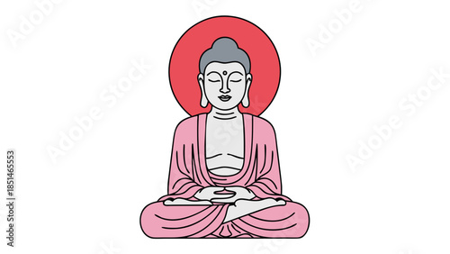 Zen Buddha Meditation Icon - Pink Robes
