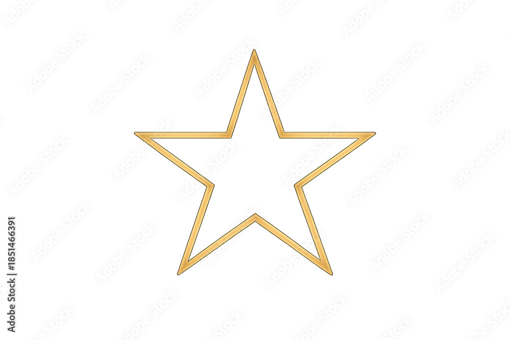 Fototapeta premium Golden star outline frame with metallic 3d effect, representing achievement, success, and quality, transparent background