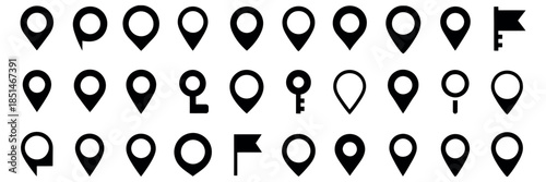 Location map pin icons modern marker pointer GPS symbol flat vector