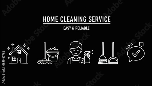 Home Cleaning Service Easy And Reliable Icons.
