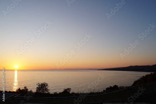 Sunset view of Pacific Ocean from Aki City, Kochi - Japan