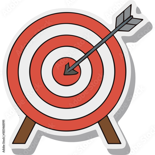 Archery Target with Arrow Hit Bullseye - Icon and Illustration