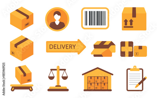 Logistics shipping icons courier supply chain transport service