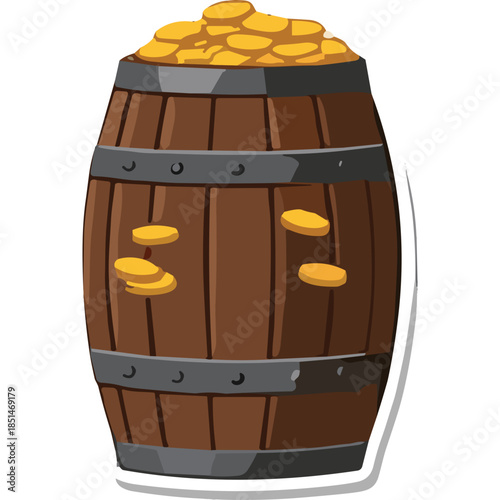 Barrel of Gold Coins Illustration