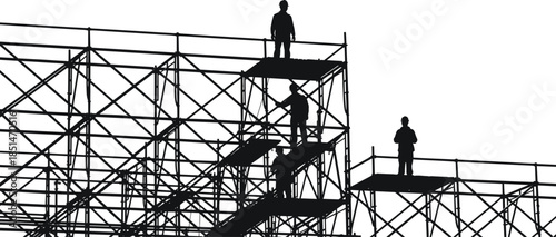 Black silhouettes of a family, man, woman holding shopping bags, and two children walking together, illustrating shopping, consumerism, family life, and modern leisure activity.