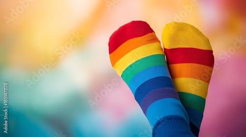 Rainbow Striped Socks Representing LGBTQ Pride and Diversity