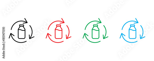 Bottle icon set vector on white background. rotation bottle icon. vector illustration.
