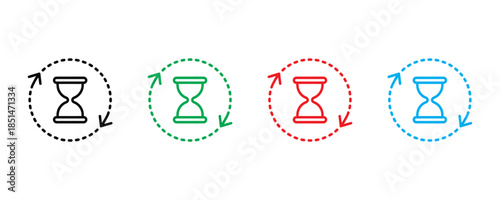 Hourglass icon set vector on white background. time, clock, timer symbol with rotation. vector illustration.