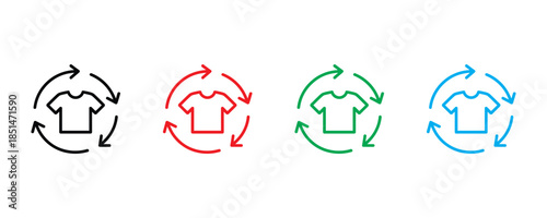 T-shirt icon set vector on white background. rotation t-shirt icon. vector illustration.
