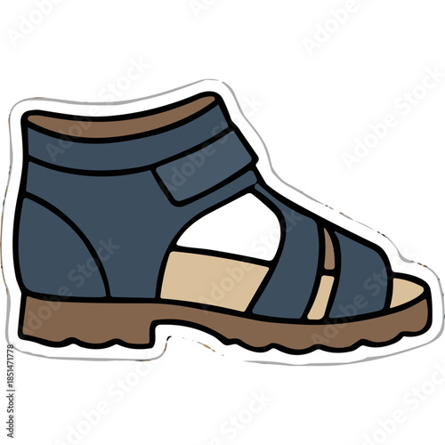 Blue Gladiator Sandal Cartoon Illustration