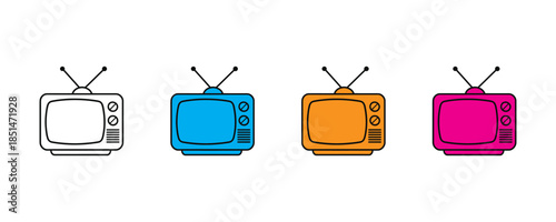 Television set icon vector on white background. old tv icon. vector illustration.