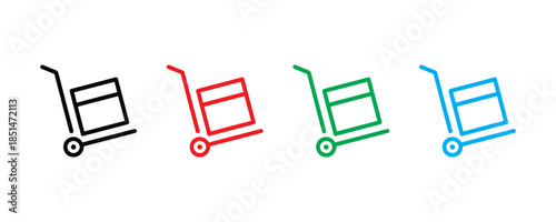 Hand truck icon set vector on white background.  dolly, cart, transportation, logistics symbol. vector illustration.
