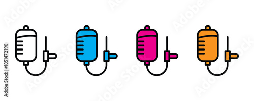 Medical IV drip bag icon set vector on white background. hospital, medicine, health, treatment symbol. vector illustration.