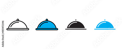 Cloche dishes icon set vector on white background. restaurant, service, cover, plate symbol. vector illustration.
