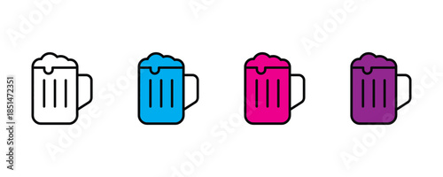 Beer mug icon set vector on white background. drink, beverage, bar, pub, restaurant, symbol. vector illustration.