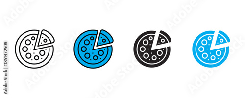 Pizza icon set vector on white background. ulinary, delivery, dining, eating pizza symbol. vector illustration.
