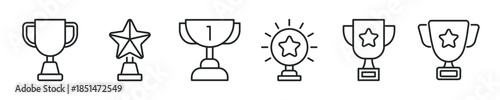Trophy thin line icon set. Web minimal editable stroke icons