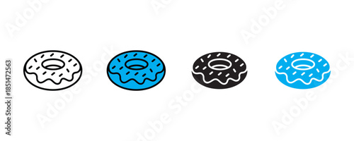 Donut icon set vector on white background. glaze, sprinkles, food, bakery, tasty symbol. vector illustration.