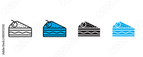 Cake slice icon set vector on white background.  food, sweet, bakery, restaurant cake symbol. delicious, tasty, sweet treat, dessert icon. vector illustration.