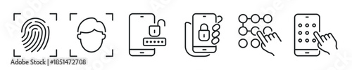 Phone Access thin line icon set. Web minimal editable stroke icons