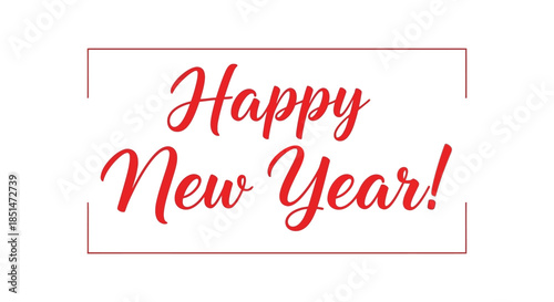 A festive image displaying the text happy new year in red enclosed within a red rectangular border