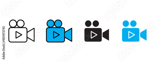 Video camera icons for media and technology project vector on white background. production, video production, filmmaking, broadcast symbol. vector illustration.