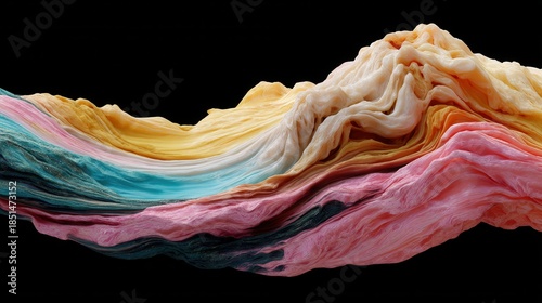 Abstract Colorful Flow of Soft Textures Against Dark Background