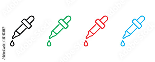Pipette icon set vector on white background. dropper symbol. droplets, liquid icon. vector illustration.