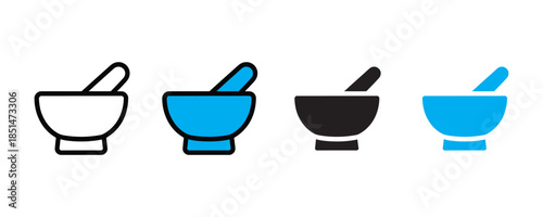Mortar and pestle icon set vector on white background.  healthcare, medical, icon. equipment, healthcare symbol. vector illustration.