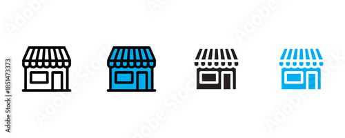 Storefront icon set vector on white background. shop icon. vector illustration.