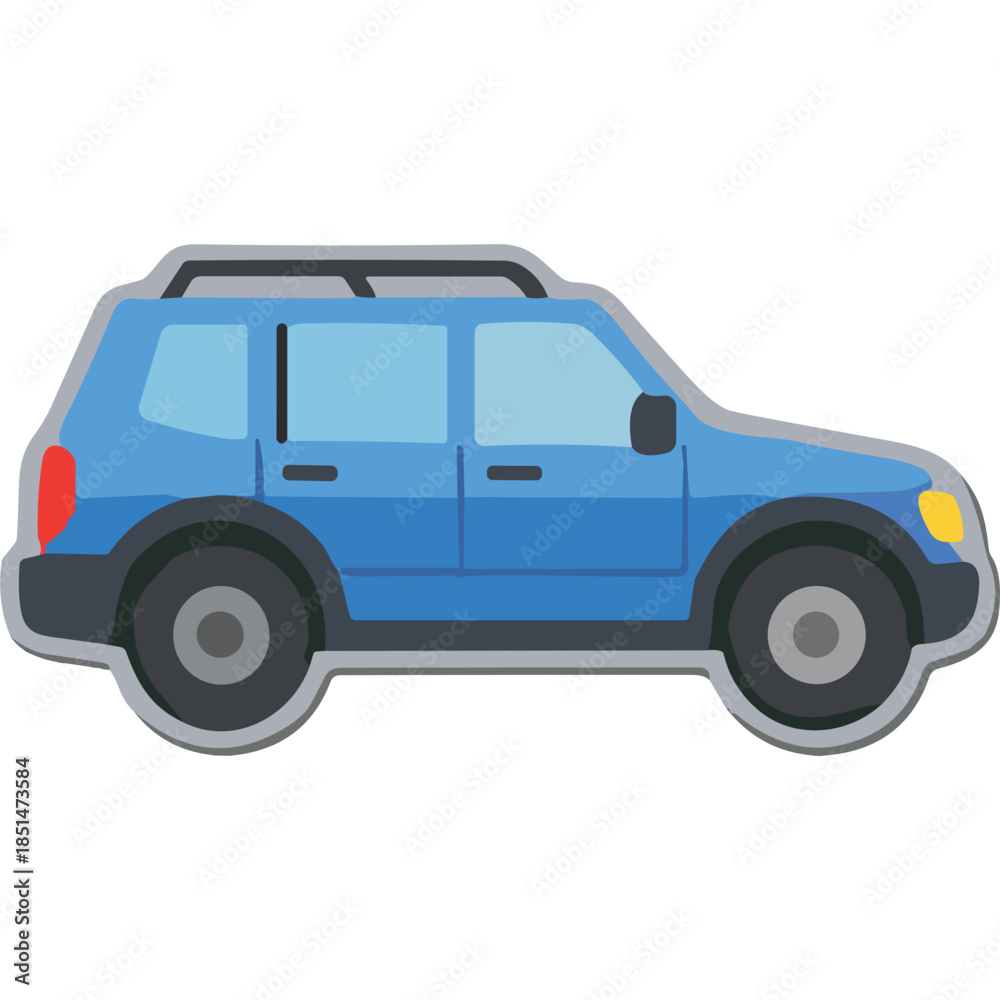 Fototapeta premium Blue SUV Car Cartoon Icon