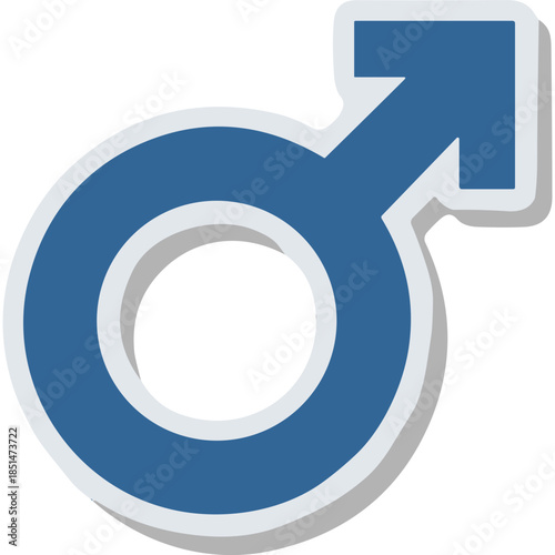 Blue Mars Symbol Icon: Male Gender and Astrology Sign
