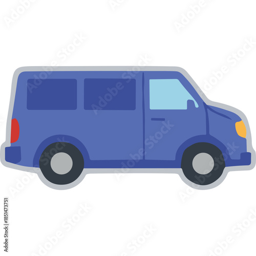 Blue Minivan Icon - Flat Design Transportation