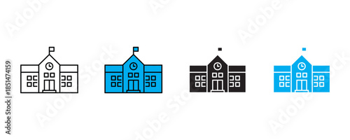 School building icon set vector on white background. institution symbol. vector illustration.
