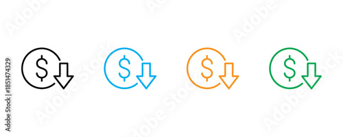 Dollar sign icon set vector on white background. currency symbol. vector illustration.