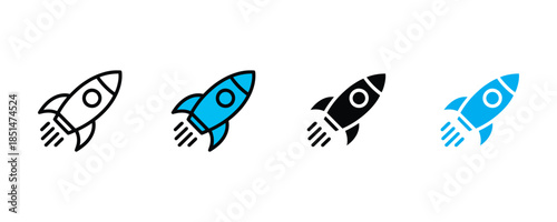 Rocket icon set vector on white background. dynamic symbol. vector illustration.